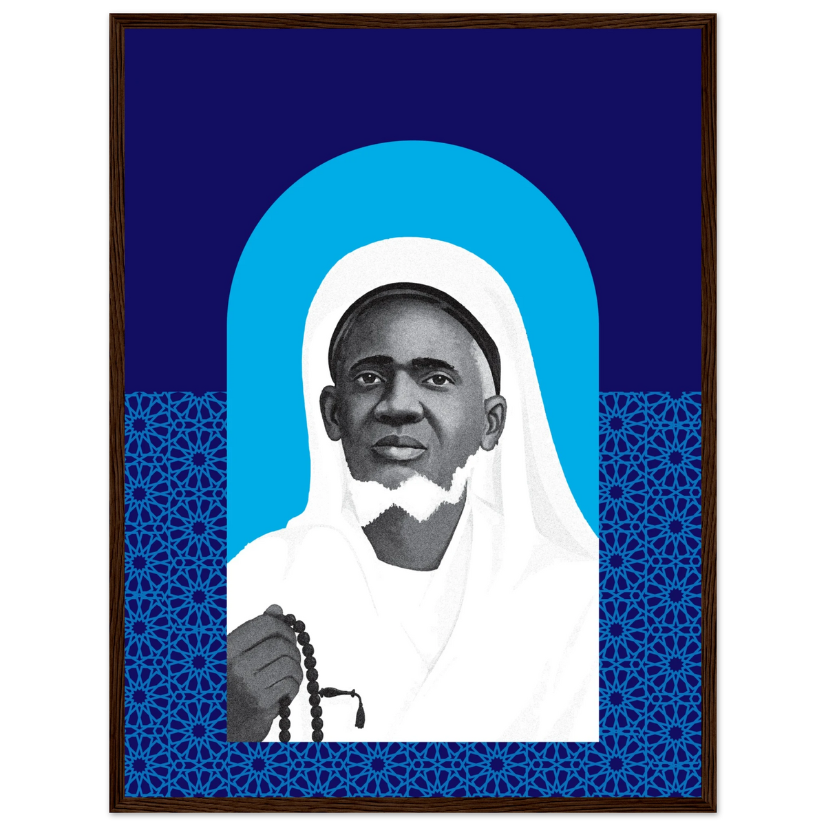 Tableau portrait d'El Hadji Malick Sy, fondateur de la Tidjaniya, art religieux sénégalais