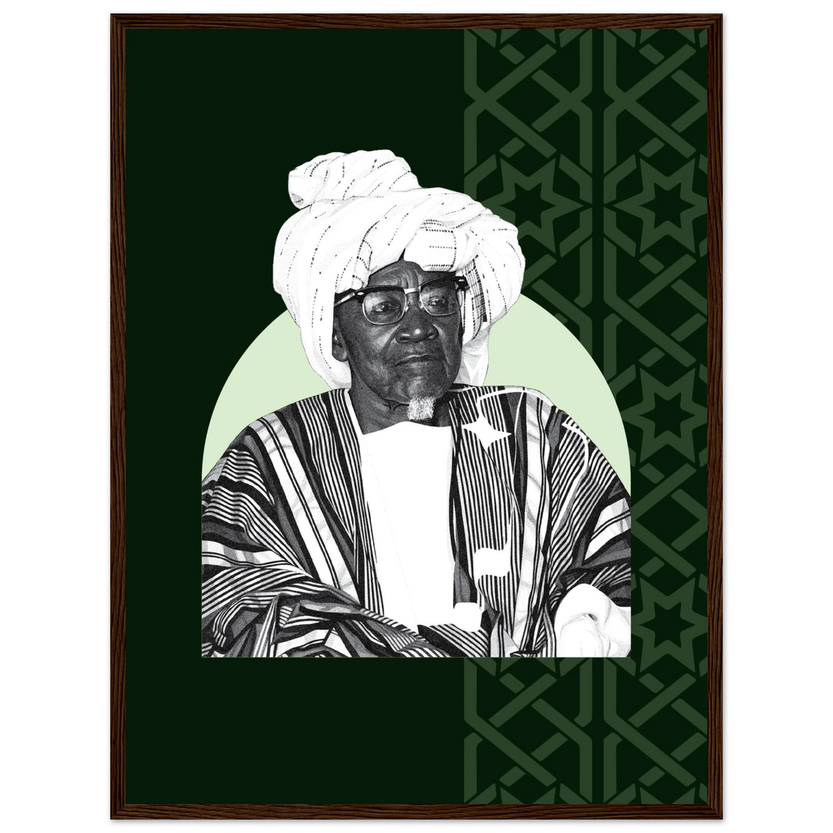 Tableau portrait de Serigne Fallou Mbacké, variante 2, art religieux sénégalais