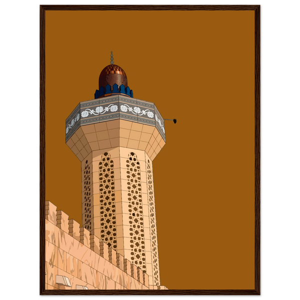 Affiche de la Grande Mosquée de Touba, tableau religieux sénégalais, décoration murale africaine