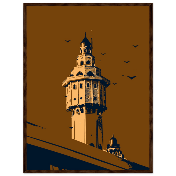Version artistique de la Grande Mosquée de Touba, tableau contemporain sénégalais