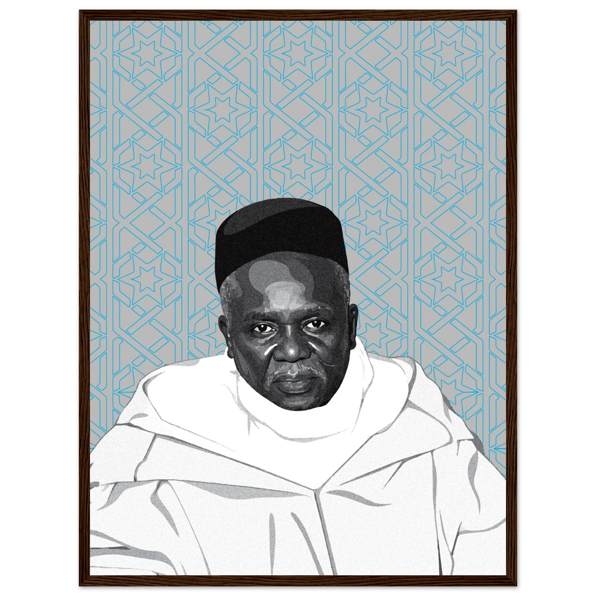 Tableau portrait de Seydi Ababacar Sy, art religieux sénégalais, décoration murale africaine